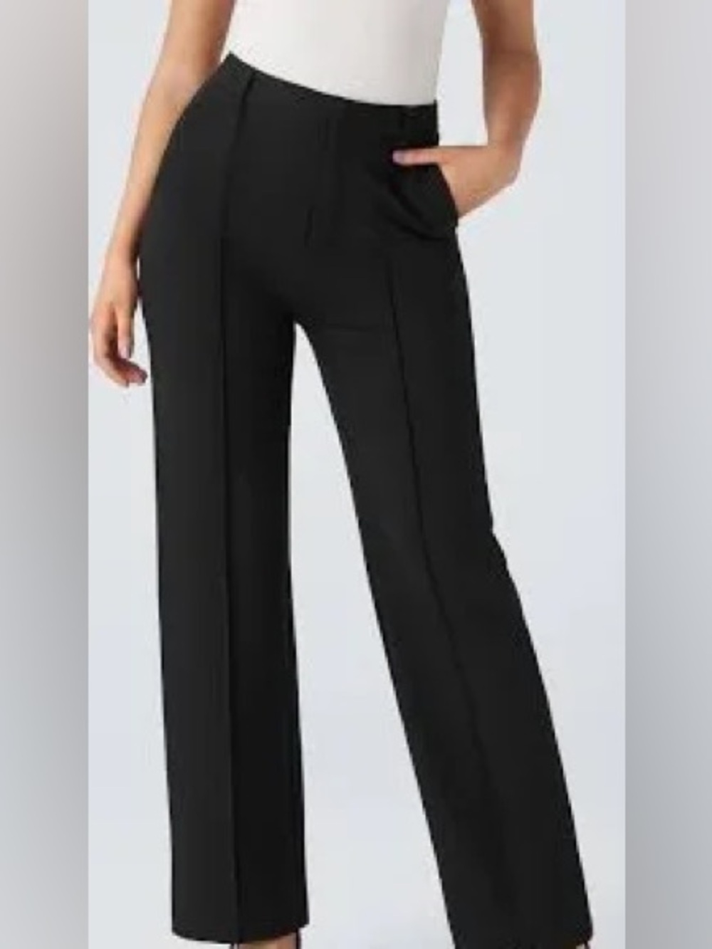 HALARA • black high rise straight leg work pants trouserts - Small